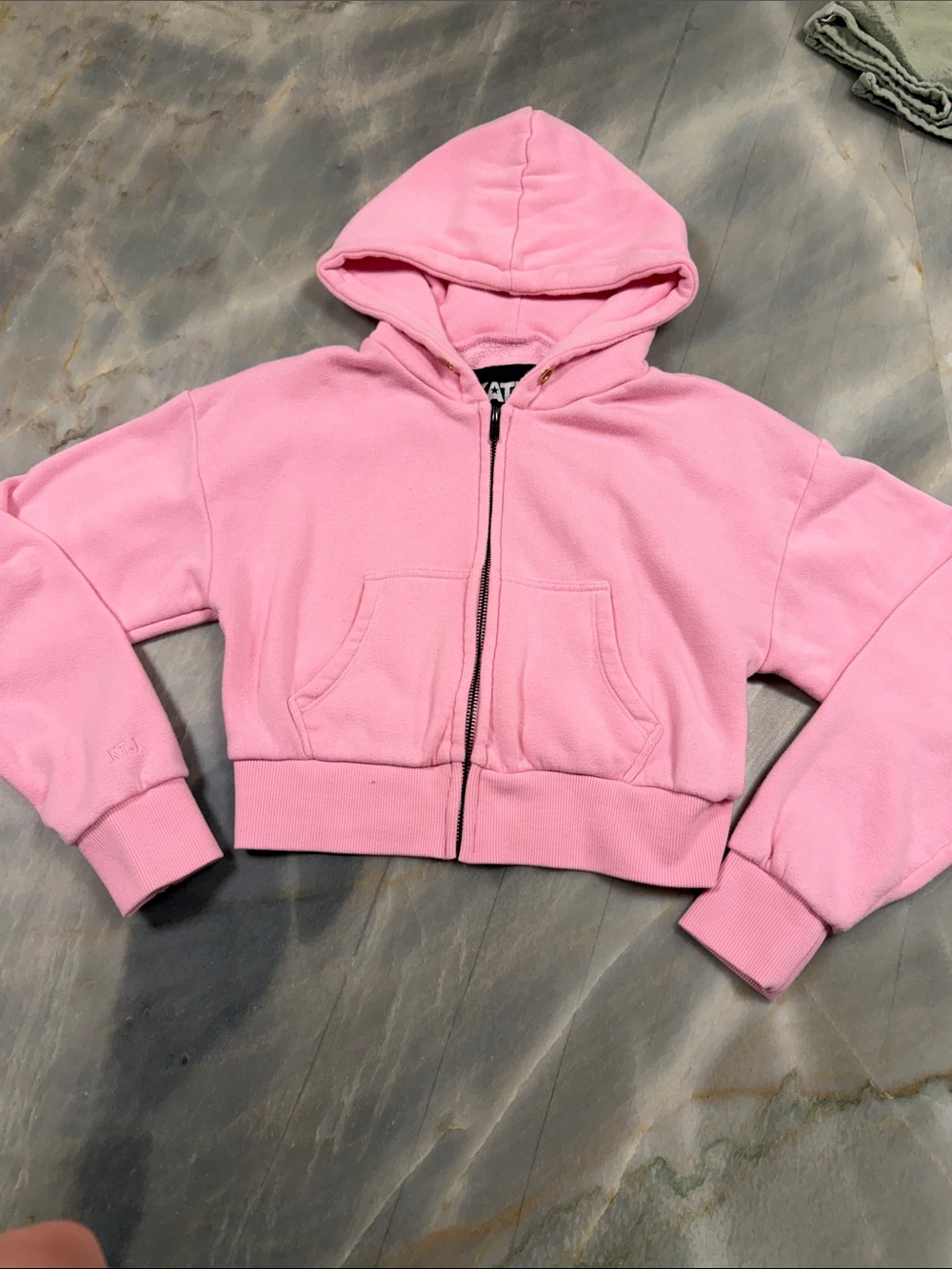 Katie J NYC Kids Light Pink Cropped Zip Hoodie